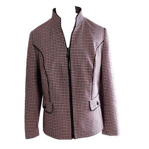 Vintage John Meyer Women Maroon Textured Stipe Business Jacket Suit Workwear 16W